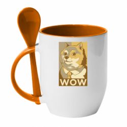 Чашка с ложкой Doge wow meme - PrintSalon