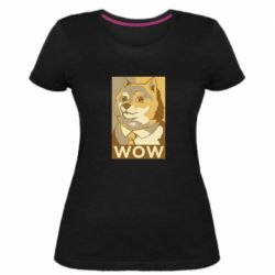 Женская премиум футболка Doge wow meme - PrintSalon
