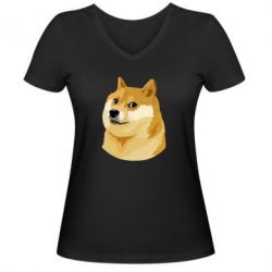 Женская футболка с V-образным вырезом Doge - PrintSalon
