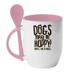 Чашка з ложкою Dogs make me happy! People, not so much - PrintSalon