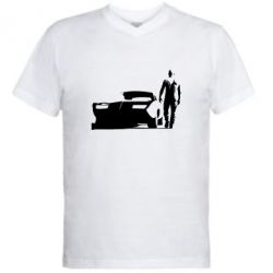 Мужская футболка  с V-образным вырезом Доминик Торетто - PrintSalon
