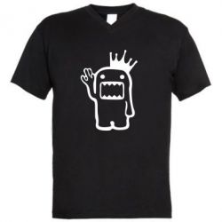 Мужская футболка  с V-образным вырезом Домо Кун с короной - PrintSalon