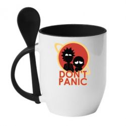 Чашка с ложкой Don't Panic - PrintSalon
