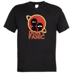 Мужская футболка  с V-образным вырезом Don't Panic - PrintSalon