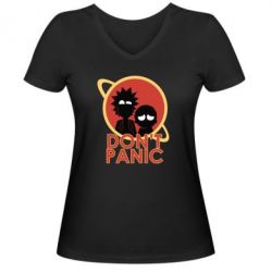 Женская футболка с V-образным вырезом Don't Panic - PrintSalon