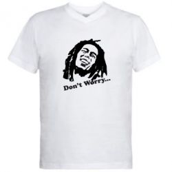 Мужская футболка  с V-образным вырезом Don't Worry (Bob Marley) - PrintSalon