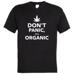 Чоловіча футболка з V-подібним вирізом Dont panic its organic - PrintSalon