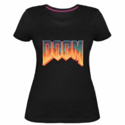 Жіноча преміум футболка Doom old logo - PrintSalon
