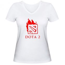 Женская футболка с V-образным вырезом Dota 2 Fire