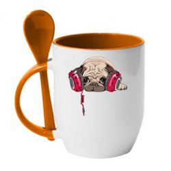 Чашка с ложкой Doug the pug - PrintSalon