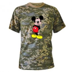 Камуфляжная футболка Довольный Микки Маус - PrintSalon