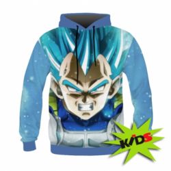 Детское 3D худи Dragon ball Saiyan Blue - PrintSalon