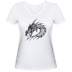 Женская футболка с V-образным вырезом Dragon - PrintSalon