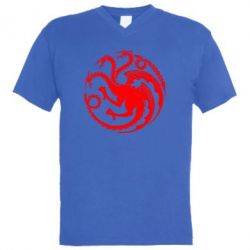 Мужская футболка  с V-образным вырезом Dragons 3 - PrintSalon