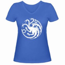 Женская футболка с V-образным вырезом Dragons 3 - PrintSalon