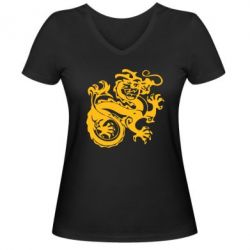 Женская футболка с V-образным вырезом Дракон - PrintSalon