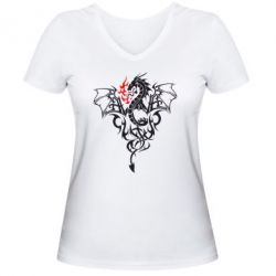 Женская футболка с V-образным вырезом Дракон - PrintSalon