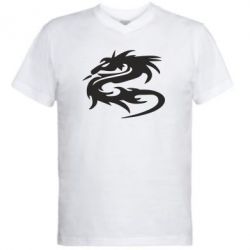 Мужская футболка  с V-образным вырезом Дракон - PrintSalon
