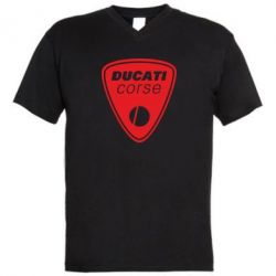 Мужская футболка  с V-образным вырезом Ducati Corse - PrintSalon
