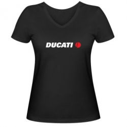 Женская футболка с V-образным вырезом Ducati - PrintSalon