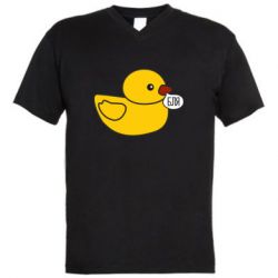 Мужская футболка  с V-образным вырезом Утка матерится - PrintSalon