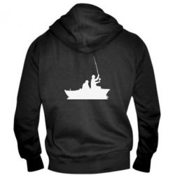 Мужское худи на молнии Два рыбака на лодке - PrintSalon