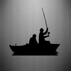 Наклейка Два рыбака на лодке