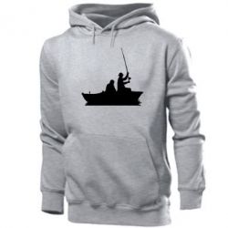 Мужское худи Два рыбака на лодке - PrintSalon