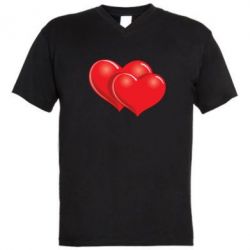 Мужская футболка  с V-образным вырезом Два сердца - PrintSalon