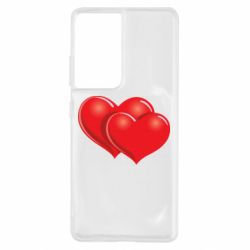 Чехол для Samsung S21 Ultra Два сердца - PrintSalon