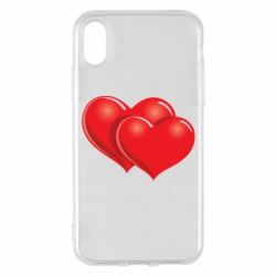Чехол для iPhone X/Xs Два сердца - PrintSalon