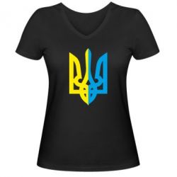 Женская футболка с V-образным вырезом Двокольоровий герб України