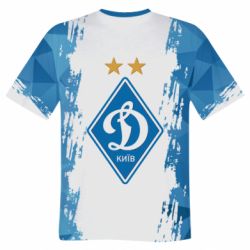 Мужская футболка 3D Dynamo Kiev on the background of polygons-PrintSalon Мужская футболка 3D Dynamo Kiev on the background of polygons