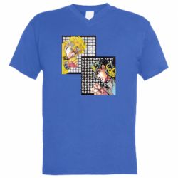 Мужская футболка  с V-образным вырезом Джостер и Дио - PrintSalon