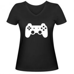 Женская футболка с V-образным вырезом Джойстик PS3 - PrintSalon