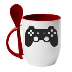 Чашка с ложкой Джойстик PS3 - PrintSalon