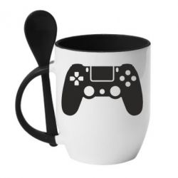 Чашка с ложкой Джойстик PS4 - PrintSalon