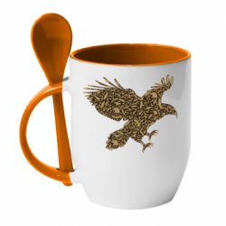 Чашка с ложкой Eagle feather - PrintSalon