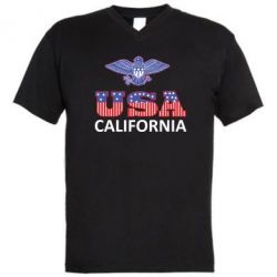 Мужская футболка  с V-образным вырезом Eagle USA - PrintSalon