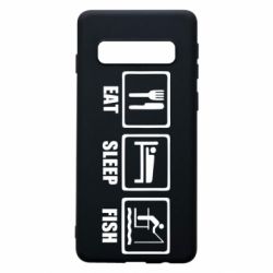 Чохол для Samsung S10 Eat, sleep, fish - PrintSalon