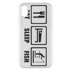Чехол для iPhone X/Xs Eat, sleep, fish