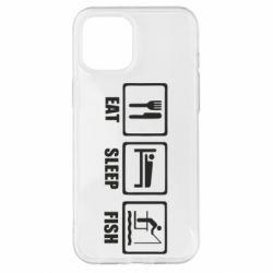 Чохол для iPhone 12 Pro Max Eat, sleep, fish - PrintSalon