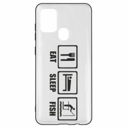 Чехол для Samsung A21s Eat, sleep, fish