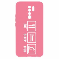 Чохол для Xiaomi Redmi 9 Eat, sleep, fish - PrintSalon