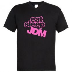 Мужская футболка  с V-образным вырезом Eat sleep JDM - PrintSalon