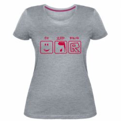 Жіноча преміум футболка Eat Sleep Roblox - PrintSalon