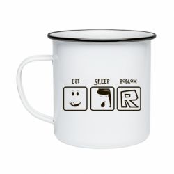 Кружка емальована Eat Sleep Roblox - PrintSalon