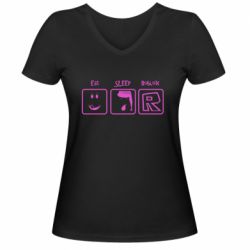 Жіноча футболка з V-подібним вирізом Eat Sleep Roblox - PrintSalon