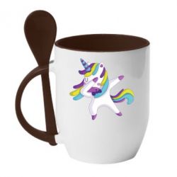 Чашка с ложкой Единорог делает дэббинг - PrintSalon
