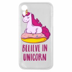 Чехол для iPhone XR Единорог с пончиком - PrintSalon